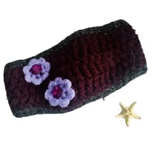 theyarnival Handcrafted Chunky Cable Knit Headband Ear Warmer Adjustable Purple